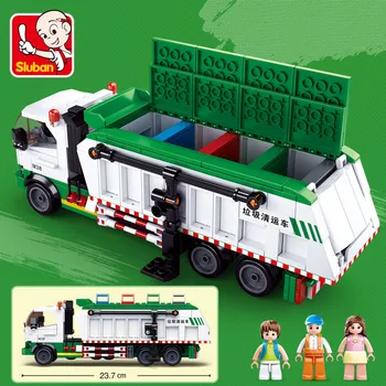 432Pcs Oraș Clasificare Gunoi Camion Model de Masina Cărămizi 100 de Carduri Bloc Seturi Brinquedos Jucarii Educative Pentru Copii