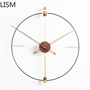 Creative Minimalist Ceas de Perete cu Design Modern Ceas de Perete Mare de Metal din Lemn Tăcut Living de Lux de Aur Home 3d Decore Cadouri
