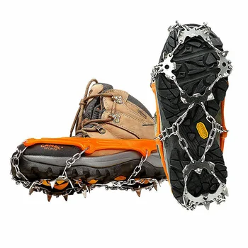 18 Dinți De Gheață Zăpadă Crampoane Anti-Alunecare Alpinism Prindere Pantof Acoperă Spike Crampoane Anti Skid Oțel Dinte Pantof Acoperi În Aer Liber Zăpadă