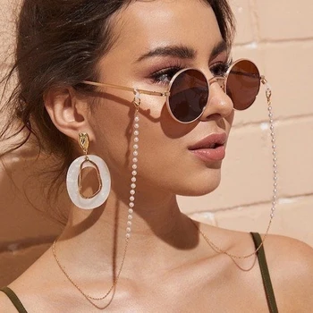 Ochelari de moda Lanț Imitație Pearl Margele la Modă pentru Femei Lanț de Gât Colier Casual, ochelari de Soare Accesorii Cadou se Blochează Masca Lanț