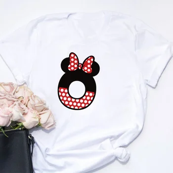 Femei Camasi de Vara cu Maneci Scurte Casual Alb O-neck Tricouri cu Mickey Mouse Minnie Mouse Desene animate T-shirt Haine de sex Feminin