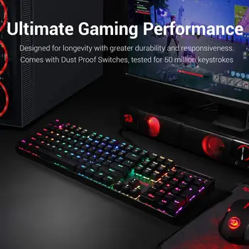 Redragon K551 Tastatură Mecanică de Gaming 104 Taste RGB LED cu iluminare de fundal cu Fir Tastatura cu Switch-uri Albastre pentru Windows PC-uri de Gaming