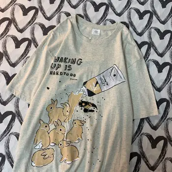 Epocă de Creație Iepuri Grafic T Shirt de Desene animate Drăguț Imprimate Femeie Tricouri pentru Adolescenti Maneca Scurta, Casual, de Vara Topuri Harajuku