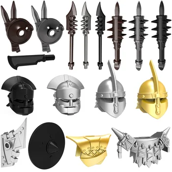 10buc/multe Arme Medievale Scutul Casca Evul mediu, Roma Cavaleri MOC pentru Construirea de Blocuri de Cărămizi Jucarii