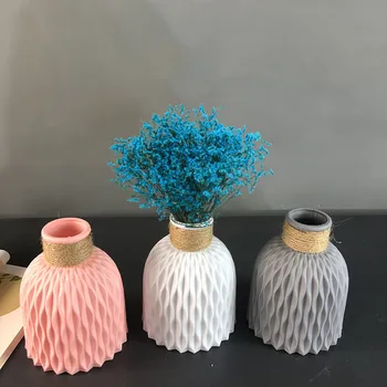 Trei culori 11x15.5x5cm Acasă Vaza Decor din Plastic Retro Vaza Aranjament de Flori Vaza de Flori Milano Flori Desktop Vaza