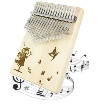 17 Chei Tonuri Kalimba Degetul Mare Pian Din Lemn Masiv De Pin Corpul Incepator Instrument Muzical Tastatura Cu Accesorii Cadou Copil
