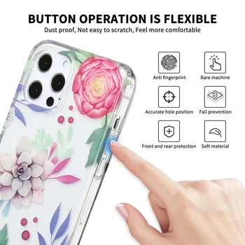 Moda Flori Transparent Rezistent la zgarieturi Telefon Caz Pentru iphone 7 8 11 12 XR X XS Mini Plus Pro MAX SE 2020 Capac Protecție