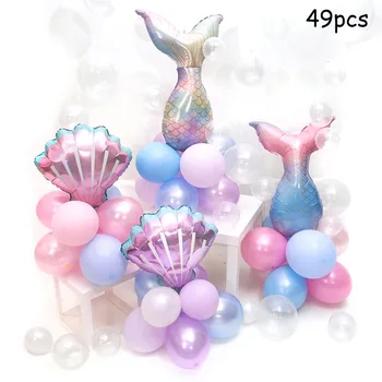 Sirena Set Decoratiuni Baloane Tacamuri Sirena la Petrecerea de Ziua Consumabile Fete Favorizează în Mare Tema Decor Globos