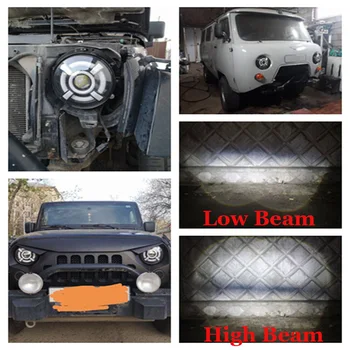 OKEEN 7 Inch LED Faruri Halo Unghi Ochii Hi/Low Beam H4 DRL Cu Semnalizare Pentru Lada Niva Urban Jeep Wrangler Off Road 4x4