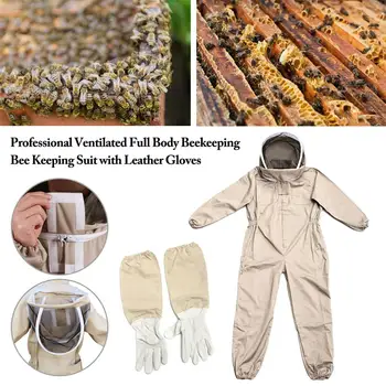 Profesionale Ventilate Corp Plin Apicultura apicultura Costum cu Mănuși din Piele de Culoare Cafea