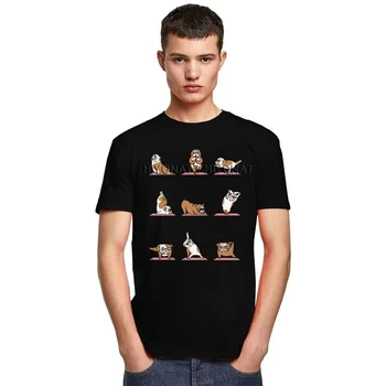 Bulldog englez de Yoga Tricou Barbati din Bumbac Tee Topuri Câine Amuzant Tricou Maneca Scurta Noutate T-shirt Îmbrăcăminte