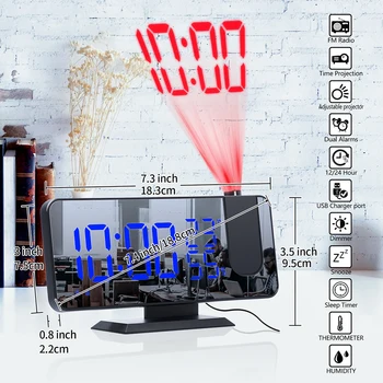 Proiectie Ceas cu Alarmă LED-Ceas Electronic Cu Radio FM Multifuncțional Oglindă Ceas 2021 Nou Decor Acasă Noptiera Ceas