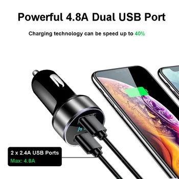 Noul Dual USB Masina Încărcător 2-Port LCD 12-24V Țigară Priză Brichetă Rapid Incarcator Auto Smartphone Adaptor de Alimentare