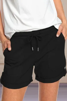 2021 Vara New Pure Color Picior Drept Pantaloni Casual pentru Femei Sălbatice Dantelă pantaloni Scurți de Vânzare Fierbinte