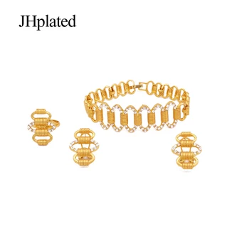 Dubai placat cu aur de 18K designer de bijuterii seturi de nunta mireasa cadouri pentru fete femei colier bratara cercei inel Bijuterii set