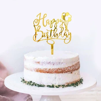Nou Happy Birthday Cake Topper Rose Gold Crown Băiat și fată Acrilice Toppers Tort Pentru Copii de duș petrecere Decoratiuni Tort