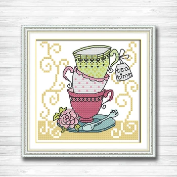 Ceașcă de ceai de flori de desene animate decor pictura dmc 14CT 11CT numărat cruciulițe kituri de broderie set lucru Manual Set chineză cross stitch