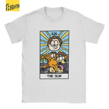 Men ' s T-Shirt Soarele Carte de Tarot Dar e Garfield Unic din Bumbac Tricouri Maneca Scurta Cat Tricou Echipajul Gât Haine Plus Dimensiunea