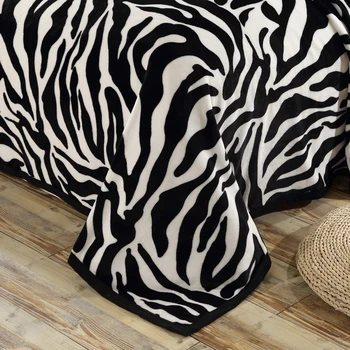 Super Confortabil Moale Nurca Împâslire Pătură Zebra Cu Dungi Model Floral Pătură Aruncată Pe Canapea / Pat / Călătorie Respirabil