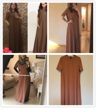 Moda Musulmană Abaya Femei Casual Cu Maneci Scurte Caftan Islamic Vrac Rochie Maro Doamnelor Dubai Turc 2021 Nou Musulman Rochii