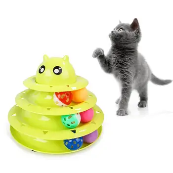 Trei Niveluri De Animal De Casă Pisică Jucărie Turn De Piese Disc Inteligenta Triple Play Disc Pisica Mingi De Jucărie Pisica Nebun Minge Disc Interactive Toy