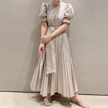 2021 Vara Nou Stil coreean Talie Subțire Cămașă Mid-lungime Rochie de sex Feminin Camasa Alba Eleganta-stil Rochie Lunga Femei Rochie