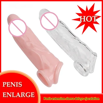 Extrem De Elastic Cristal Prezervativ Reutilizabile Penis Extender Maneca Intarziere Ejaculare Penis Extindere Intim Bunuri Jucarii Sexuale Pentru Barbati
