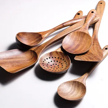 Non-stick de Thailanda din Lemn de Tec Ustensilă de Bucătărie Seturi de Instrumente de Gătit Spatula Lopata lingură de Supă ustensile de Bucătărie Instrumente de Bucatarie Seturi de Gadget-uri