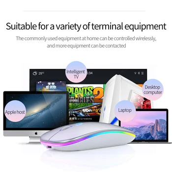 Ultra-subțire LED Lumini Colorate Reîncărcabilă Mouse Wireless Mini Mut USB Optic Ergonomic Mouse de Gaming Notebook Mouse de Calculator