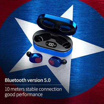 Marvel TWS Bluetooth 5.0 Căști de Încărcare Cutie Căști Wireless Stereo Sport rezistent la apa Căști Căști cu Microfon