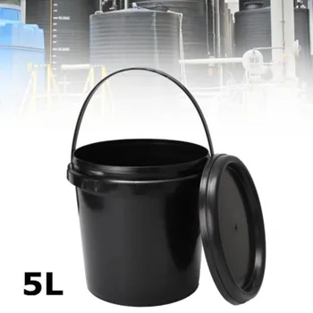 Portabil din Plastic Negru Găleată Găleată Vopsea Mâner Recipient Cu Capac 5L Fierbinte