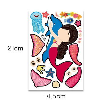 4/8/16Pcs Copii Stricker Sirena de Pește Jocuri de Puzzle pentru Copii de Gradinita Puzzle-Recunoaștere, Formare Educație Jucărie Pentru Fete