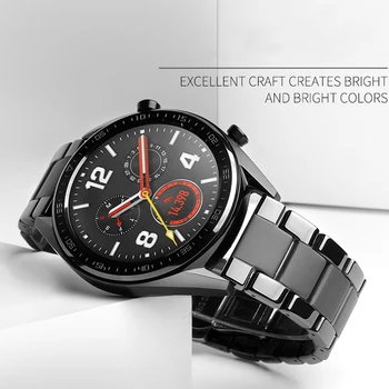 Ceramica 22mm watchband pentru Xiaomi Amazfit bip GTR2/2E Curea Metel bratara Samsung galaxy watch 3 45mm huawei watch gt2/2E 44mm