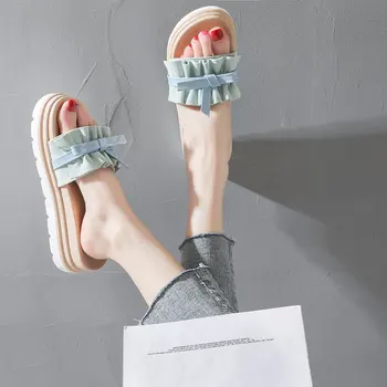 Papuci De Casa Platforma Femei Pantofi De Lux Lady Pantofle Facultatea De Șist Pe Plajă Feminin Fluture Nod Slide-Uri De Designer, Tv Cu Fata 2021