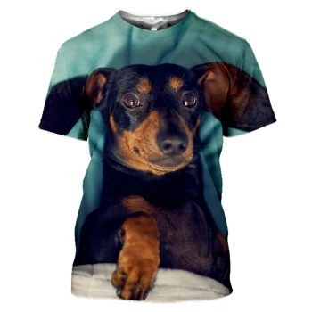 Amuzant Câine Teckel tricou Barbati 3D de Imprimare Animale Tricou Vara Rece Gât Rotund Maneca Scurta Hip Hop de Fitness Cămașă Tee Streetwear
