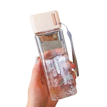 Practic Noi Portabil de Călătorie în aer liber 300ml Transparent Pătrat de Plastic etanșe din Plastic Cana Suc Sticla de Apa Drinkware