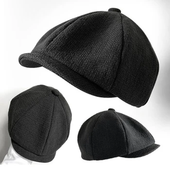 2021 Nou Unisex din Bumbac Gatsby Cap de Primăvară de Toamnă Bărbați Vintage Bereta Neagră Mens Doamnelor Plat 8 Panoul de Băiat Baker Pălărie vânzător de ziare BLM312