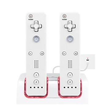 Potrivit pentru Wii Controler cu Doi Acumulatori 2800MAH fără zgomot în condiții de Siguranță de Două-in-one Dual Stație de Încărcare T84C