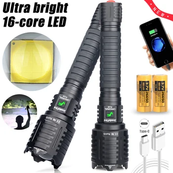 Masa-casa.ro Real Xlamp XHP160 16 Core Lanterna LED-uri de Tip C Usb Reîncărcabilă Tactial Lanterna Zoom Lanterna Ca Power bank 10000mAH