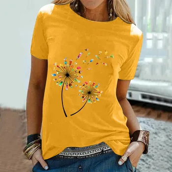 Supradimensionate Bluza Femei Casual Scrisoare Florale de Imprimare de Moda Scurt Mâneci O-Neck Bluza Vrac Topuri camisetas de mujer