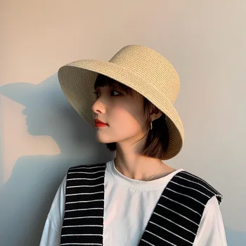 Noi Femeile e Mare Pălărie de Paie de Vară de Protecție solară franceză Retro Vacanta pe Plaja, Palarie de Soare Pălărie Pescar de Călătorie de Moda de Îmbrăcăminte