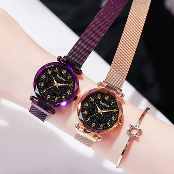 Set De Moda Pentru Femei Ceasuri 2020 Lux Magnet Catarama De Flori Stras Ceas Doamnelor Cuarț Ceas De Mână Brățară Set Reloj Mujer