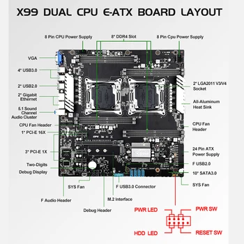 JINGSHA X99 dual placa de baza set cu 2 buc XEON E5 2670V3 Procesor six-core și 2*8gb ddr4 2133 mhz ecc reg ram și 2 buc cooler