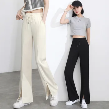 Streetwear de vară 2021 talie mare alb negru pentru Femei Codrin pantaloni pentru femei pantaloni largi picior drept pantaloni Femei plus dimensiune