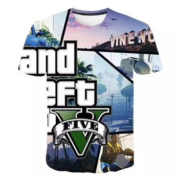 2021 Vara Noul Grand Theft Auto Joc 3D de Imprimare de Vară pentru Bărbați T-Shirt Rece GTA5 Barbati O-Gât cu Mânecă Scurtă T-Shirt XS-6XL