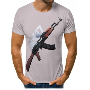 AK47 Pușcă Mitralieră Pistol 3DT Tricou de Imprimare Nou pentru Bărbați T-shirt de Vară Respirabil Grafic T-shirt de Moda Oversized T-shirt