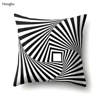 Hongbo Geometrie Pernă Abstract Alb-Negru cu Dungi Punctate Grila de Arta Geometrică Perna Acoperi almohada