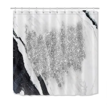 LB Alb Negru model de Marmură de Argint de Stele Perdele de Duș Baie Cortina Impermeabil Tesatura de Poliester pentru Cada de baie Decor Acasă