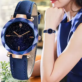 Femei De Lux Ceasuri Cerul Înstelat Neregulate Dial Moda Doamnelor Cuarț Ceas De Mână Din Piele Curea Ceas Casual Reloj Mujer @50