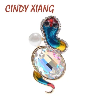 CINDY XIANG 4 Culori Alege Crystal Snake Brosa Drăguț Email Animale Pin Moda Bijuterii Mic Pin de Brose Pentru Femei Cadou Bun